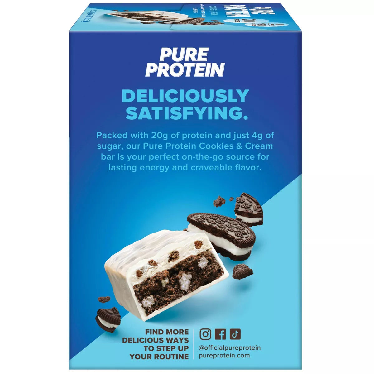 Pure Protein Cookies & Cream High Protein Snack Protein Bar - 20G Protein - 12Ct: Gluten-Free, Chewy