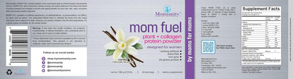 Mom Fuel Protein Vanilla | 20G Protein + Collagen | 30 Servings | Dairy-Free Blend Provides 20G Plant Protein+Collagen Protein per Scoop for Meal Replacement, Daily Nutrition and Recovery.