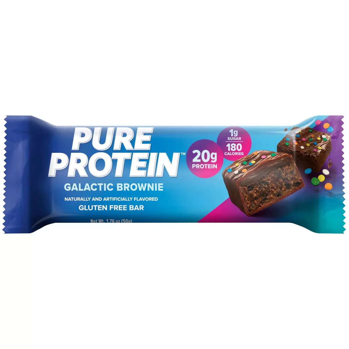 Pure Protein Galactic Brownie High Protein Snack Protein Bar - 20G Protein - 12Ct: Gluten-Free, Chewy