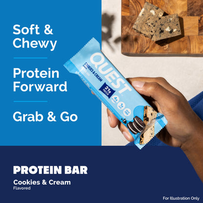 Quest Protein Bar, Cookies & Cream, 21G Protein, 12Ct