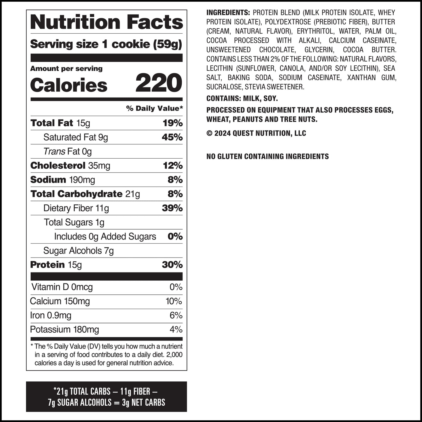 Quest Protein Cookie, High Protein, Double Chocolate Chip, 15G Protein, 4 Count