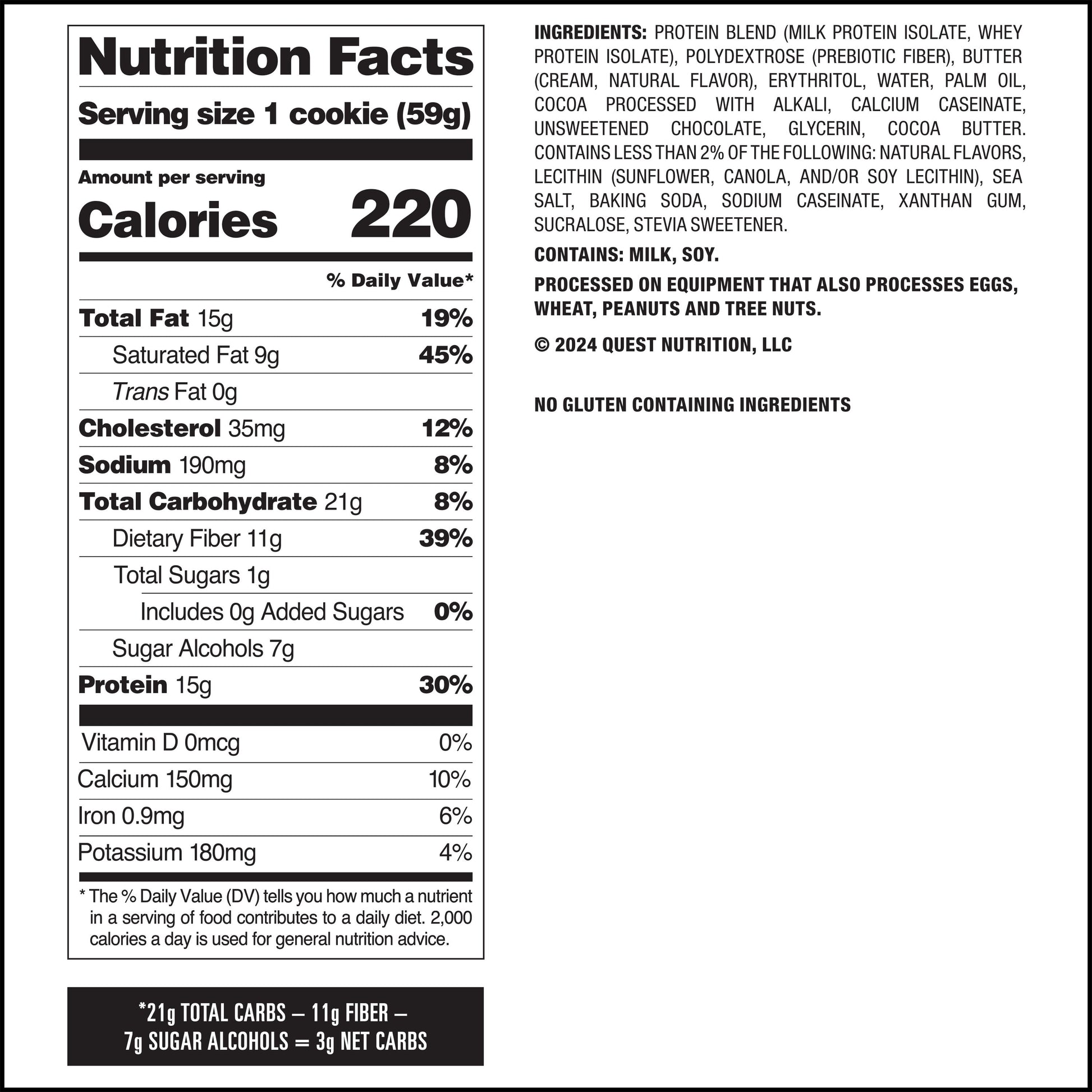 Quest Protein Cookie, High Protein, Double Chocolate Chip, 15G Protein, 4 Count