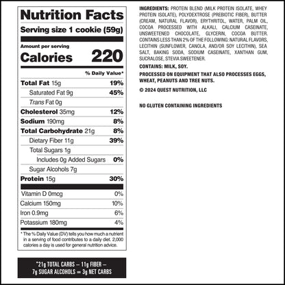 Quest Protein Cookie, High Protein, Double Chocolate Chip, 15G Protein, 4 Count