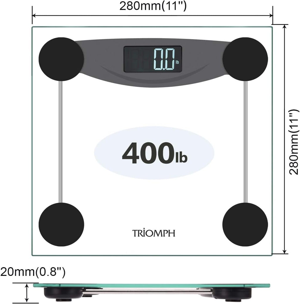 Smart Digital Body Weight Bathroom Scale with Step-On Technology, LCD Backlit Display, 400 Lbs Capacity and Accurate Weight Measurements, Silver