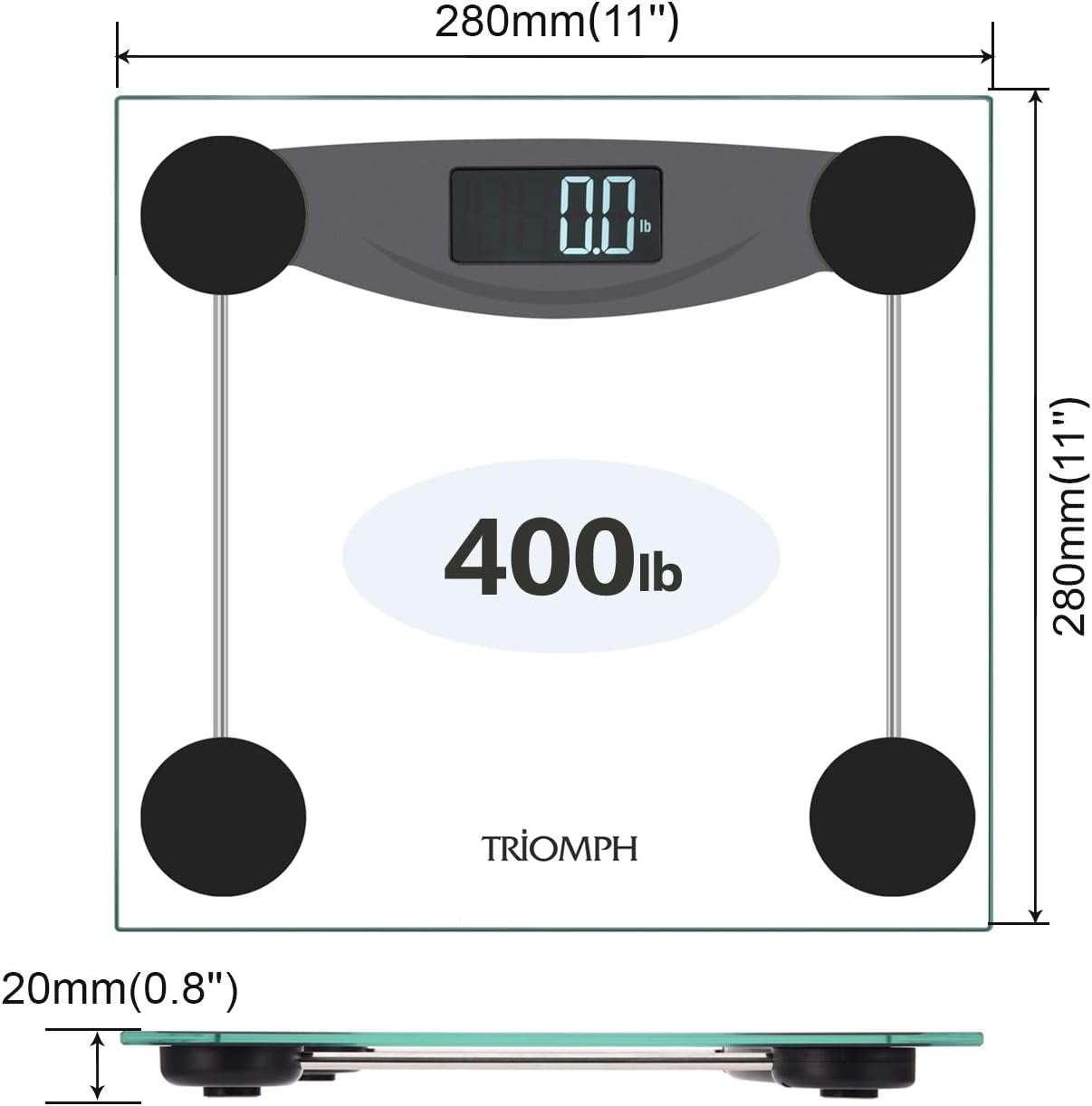 Smart Digital Body Weight Bathroom Scale with Step-On Technology, LCD Backlit Display, 400 Lbs Capacity and Accurate Weight Measurements, Silver