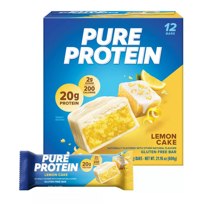 Pure Protein Lemon Cake High Protein Snack Protein Bar - 20G Protein - 12Ct: Gluten-Free, Chewy