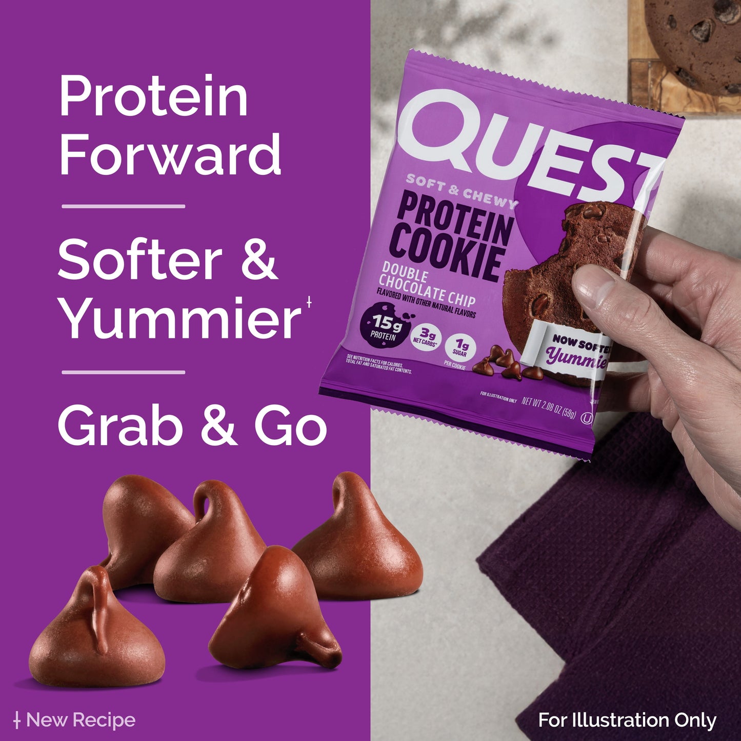 Quest Protein Cookie, High Protein, Double Chocolate Chip, 15G Protein, 4 Count