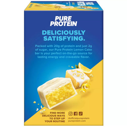 Pure Protein Lemon Cake High Protein Snack Protein Bar - 20G Protein - 12Ct: Gluten-Free, Chewy