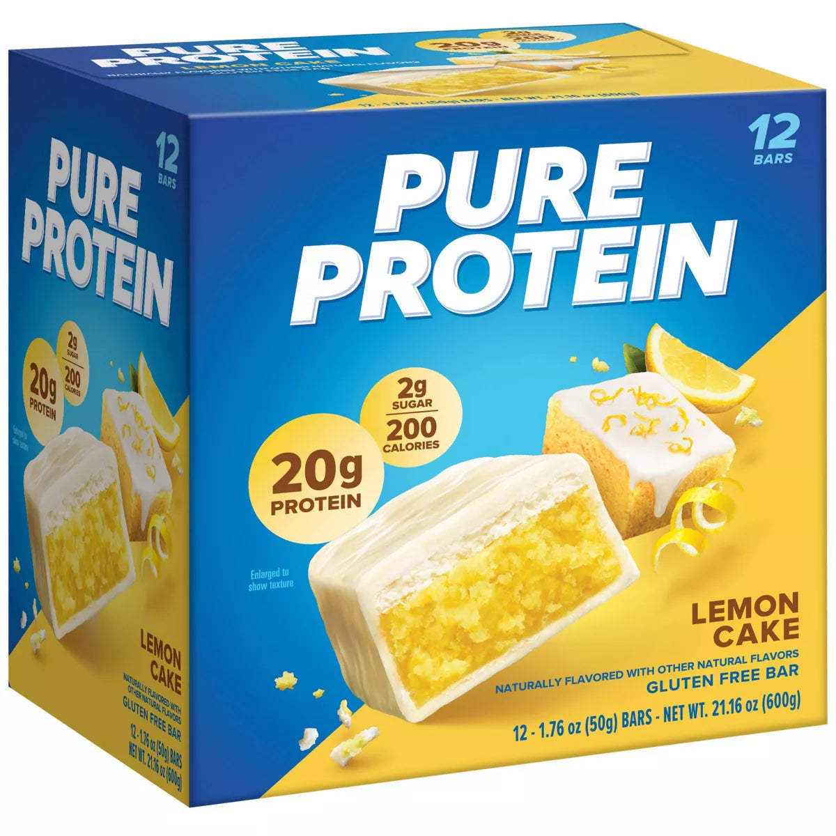 Pure Protein Lemon Cake High Protein Snack Protein Bar - 20G Protein - 12Ct: Gluten-Free, Chewy
