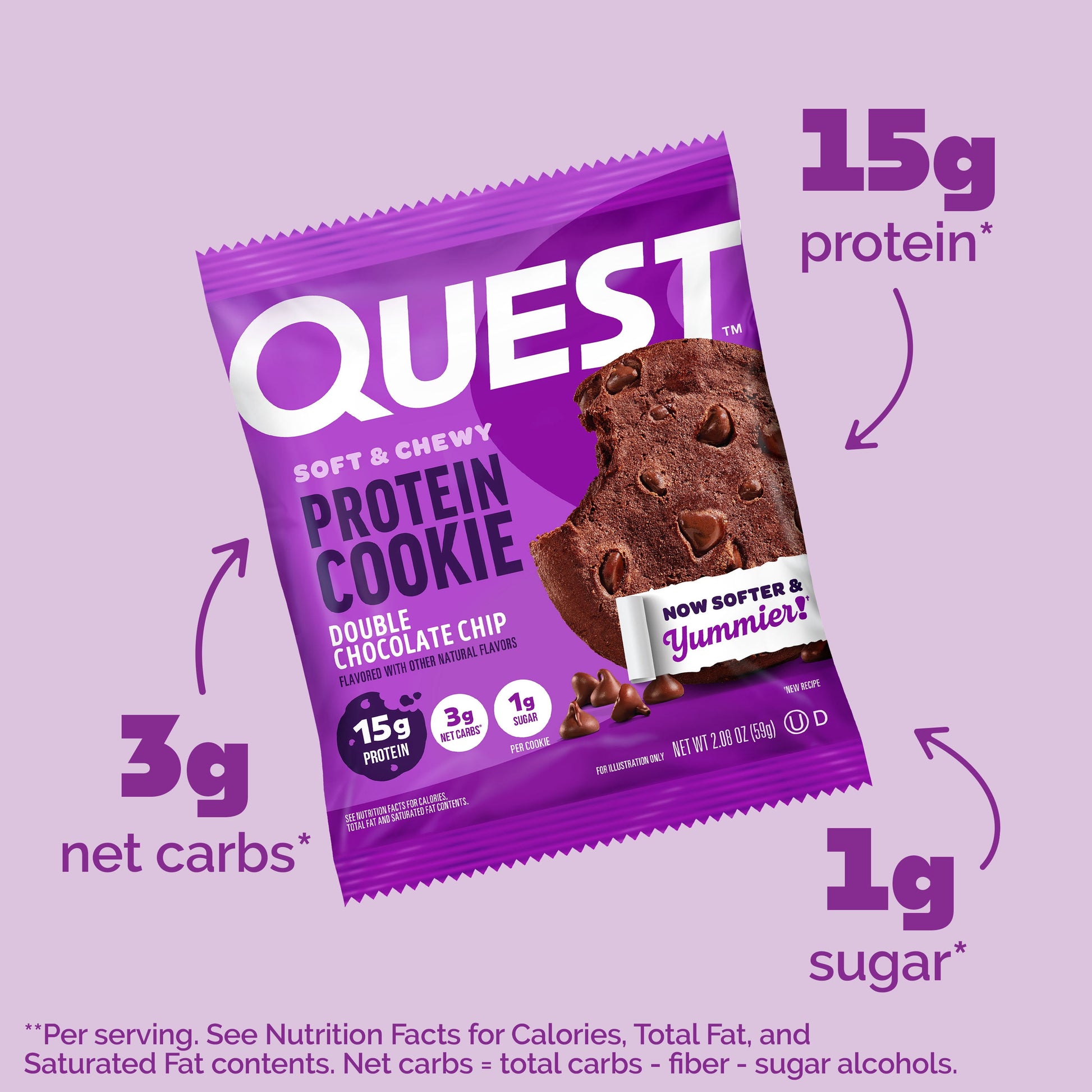 Quest Protein Cookie, High Protein, Double Chocolate Chip, 15G Protein, 4 Count