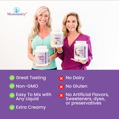 Mom Fuel Protein Vanilla | 20G Protein + Collagen | 30 Servings | Dairy-Free Blend Provides 20G Plant Protein+Collagen Protein per Scoop for Meal Replacement, Daily Nutrition and Recovery.
